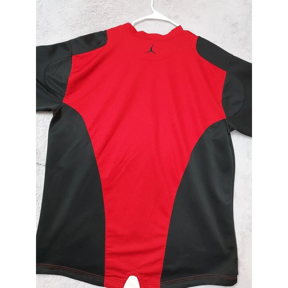 Vintage Jordan Shirt Men 3XL Jumpman Activewear Mesh Jersey Red Black Basketball